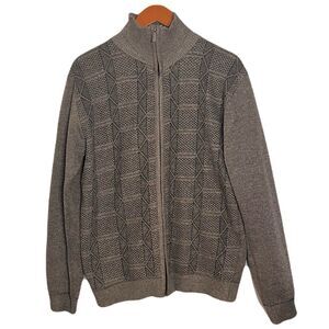 Vertical Sport Zip-up Knit Cardigan Sweater Medium Indie Grandpa Dad Academia‎
